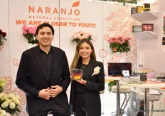 Daniel Naranjo and Madeleine Rea of Naranjo Roses, one of the few Ecuadorian growers at the show. Besides their fresh roses, they also presented their preserved roses.